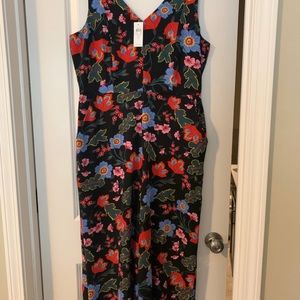 Loft black floral jumpsuit